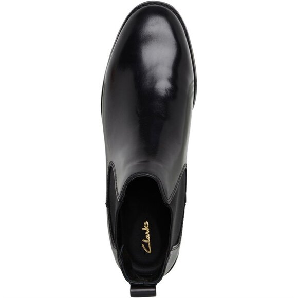 Clarks Women's Ria Chelsea Boot Black Patent Leather Size 8.5 - Picture 1 of 8